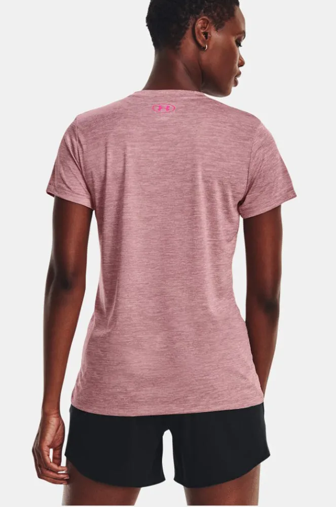 SS Tech Twist Graphic Top in Pink by Under Armour