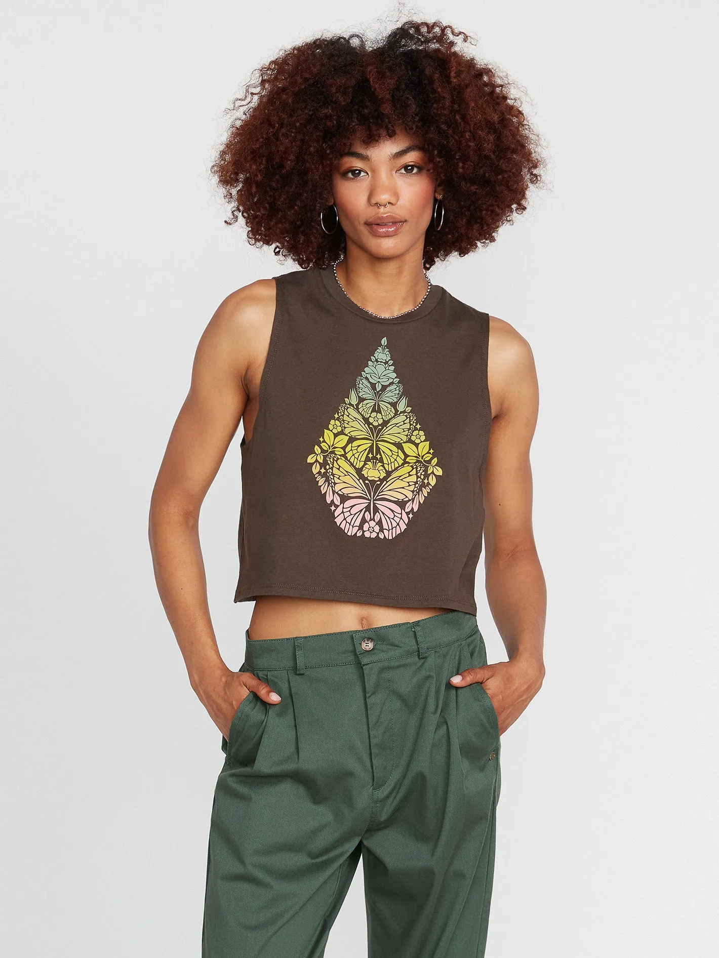 Stone Hour Crop Tank - Espresso