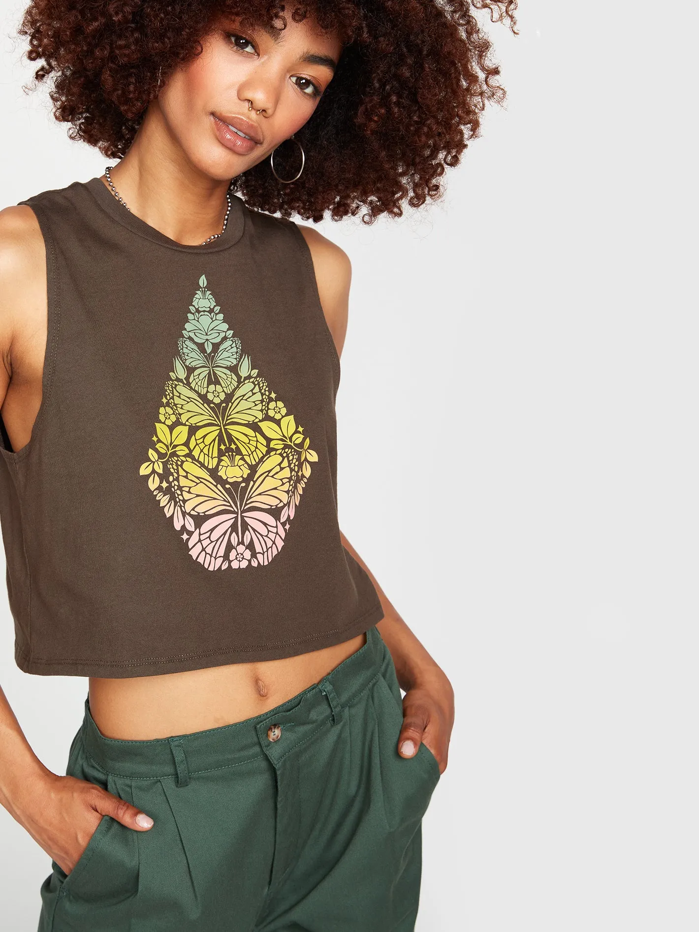 Stone Hour Crop Tank - Espresso