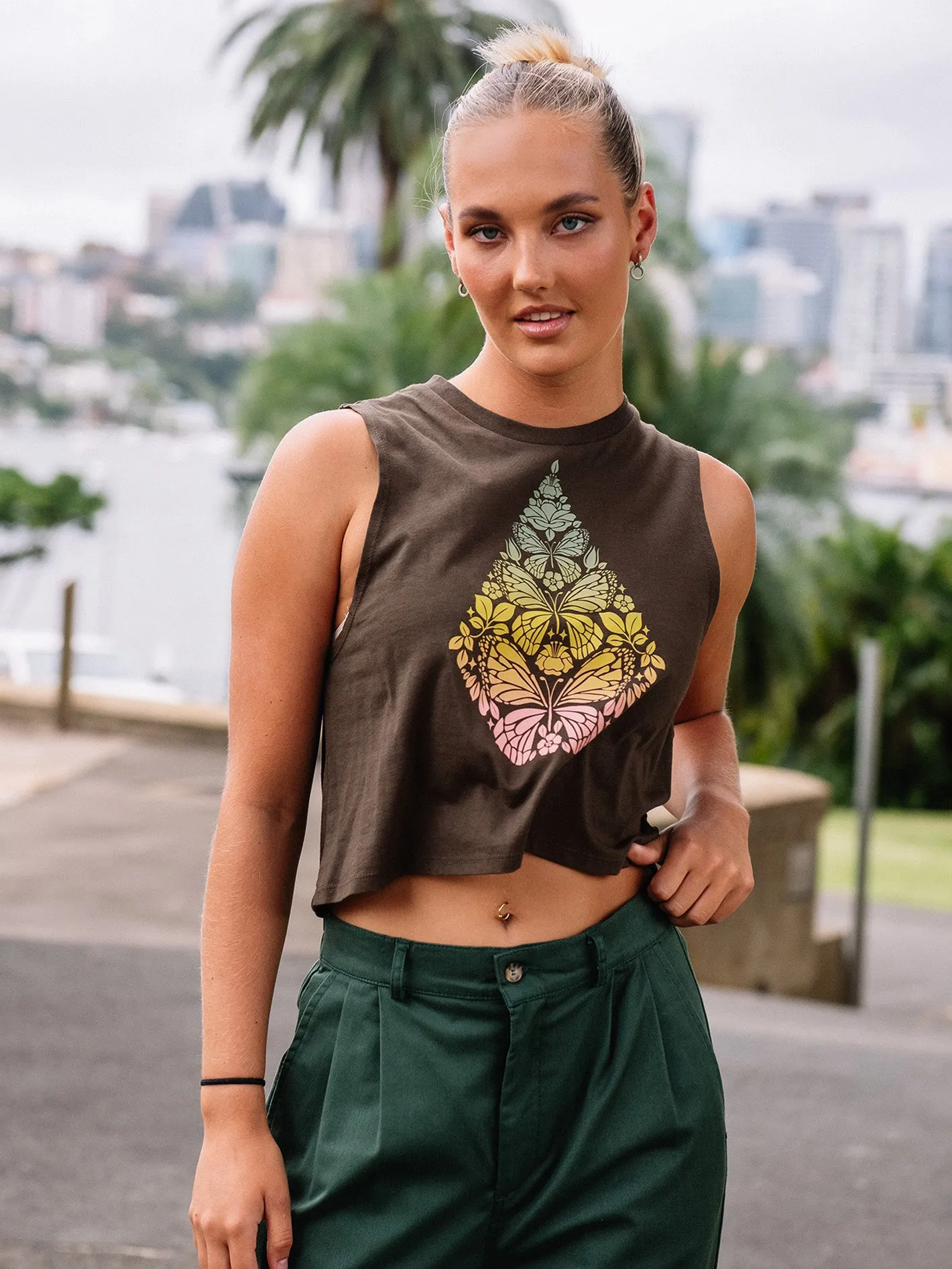 Stone Hour Crop Tank - Espresso