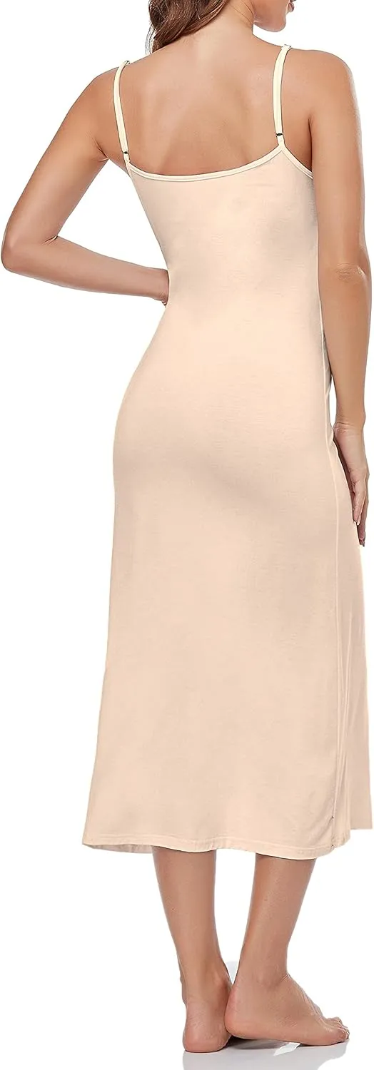 Summienlink Women's Long Full Slip for Under Dresses V Neck Nightgown Sexy Cami Dress