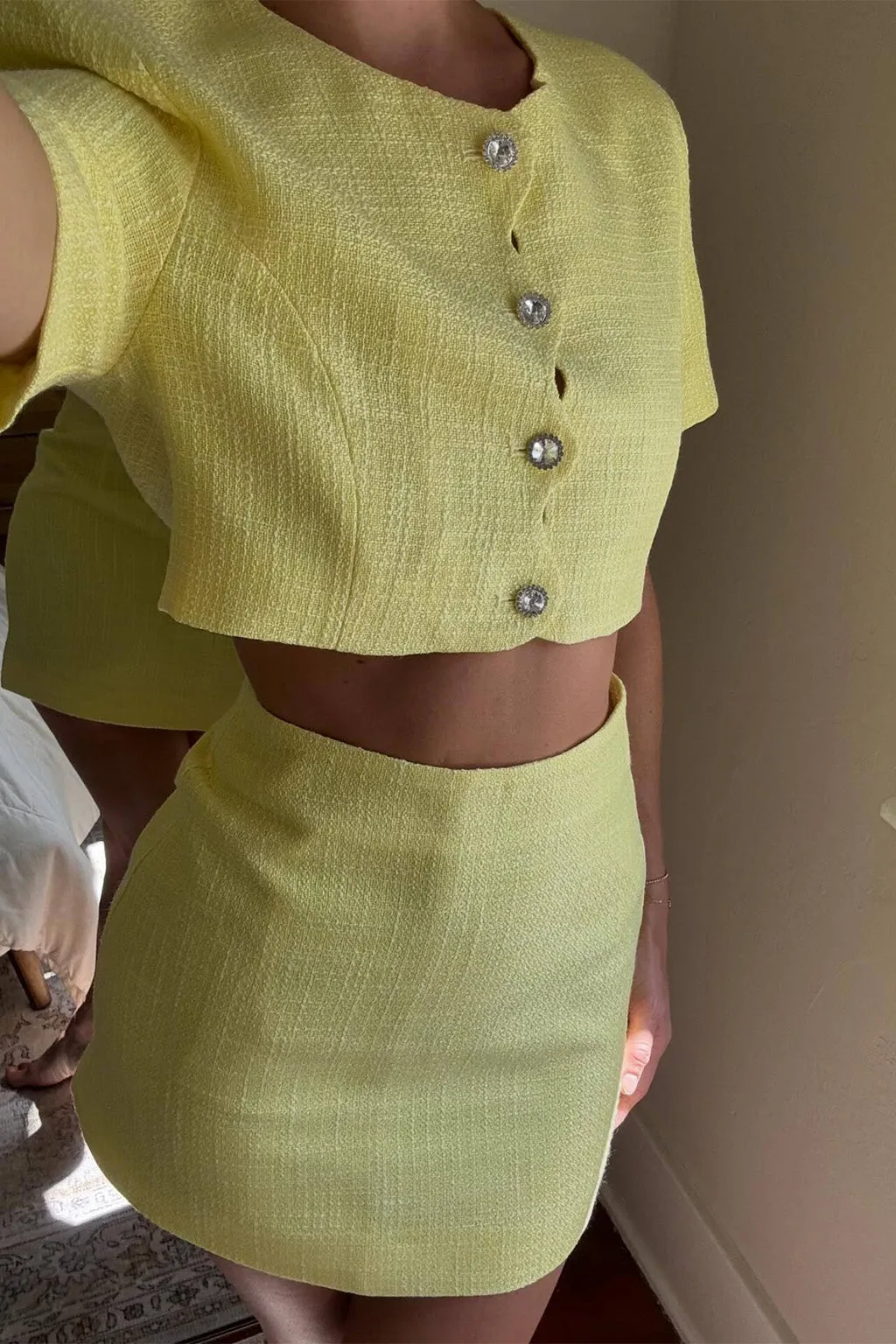 Sunday Yellow Cropped Jacket