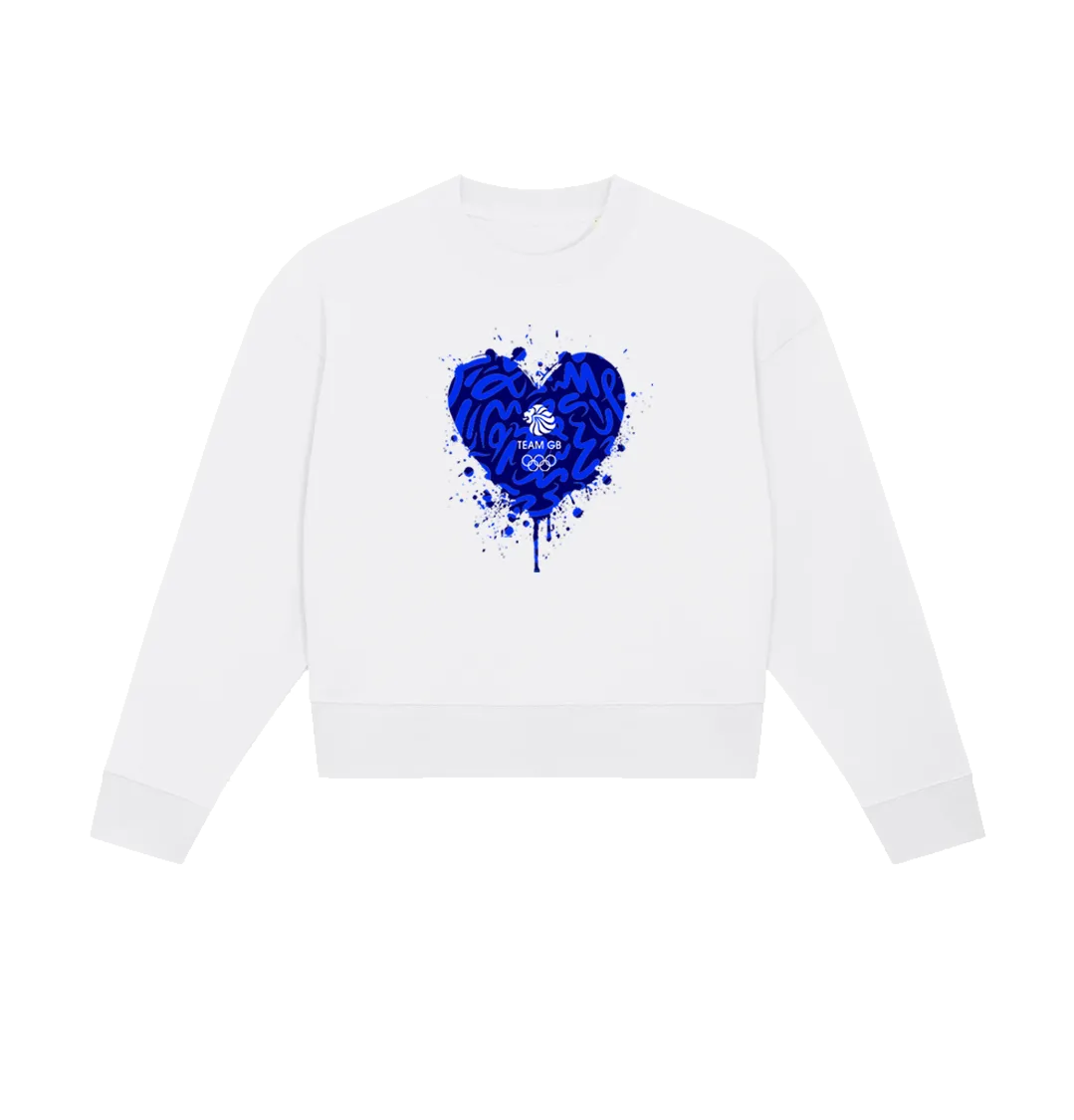 Team GB Graffiti Cropped Sweatshirt White