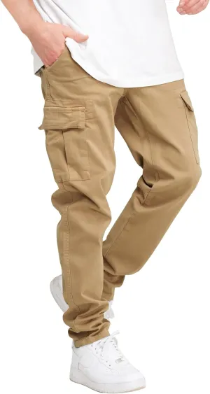THWEI Cargo Pants for Men Casual Drawstring Joggers Cotton Work Sweatpants Multi Pockets