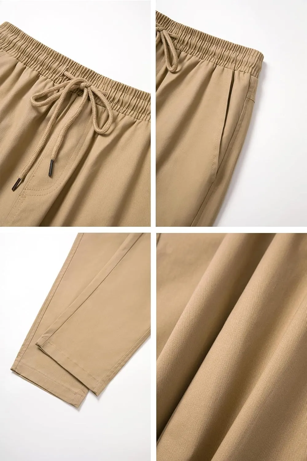 THWEI Cargo Pants for Men Casual Drawstring Joggers Cotton Work Sweatpants Multi Pockets