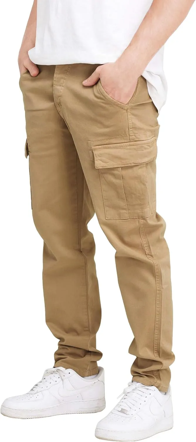 THWEI Cargo Pants for Men Casual Drawstring Joggers Cotton Work Sweatpants Multi Pockets