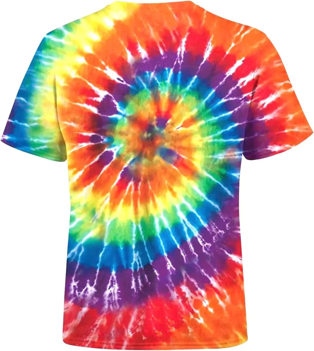 Tie Dye Shirts for Men Women, Short Sleeve Mens Tie Dye Shirts, Mens Women Rainbow Tie Dye T Shirts,Size:S-5XL
