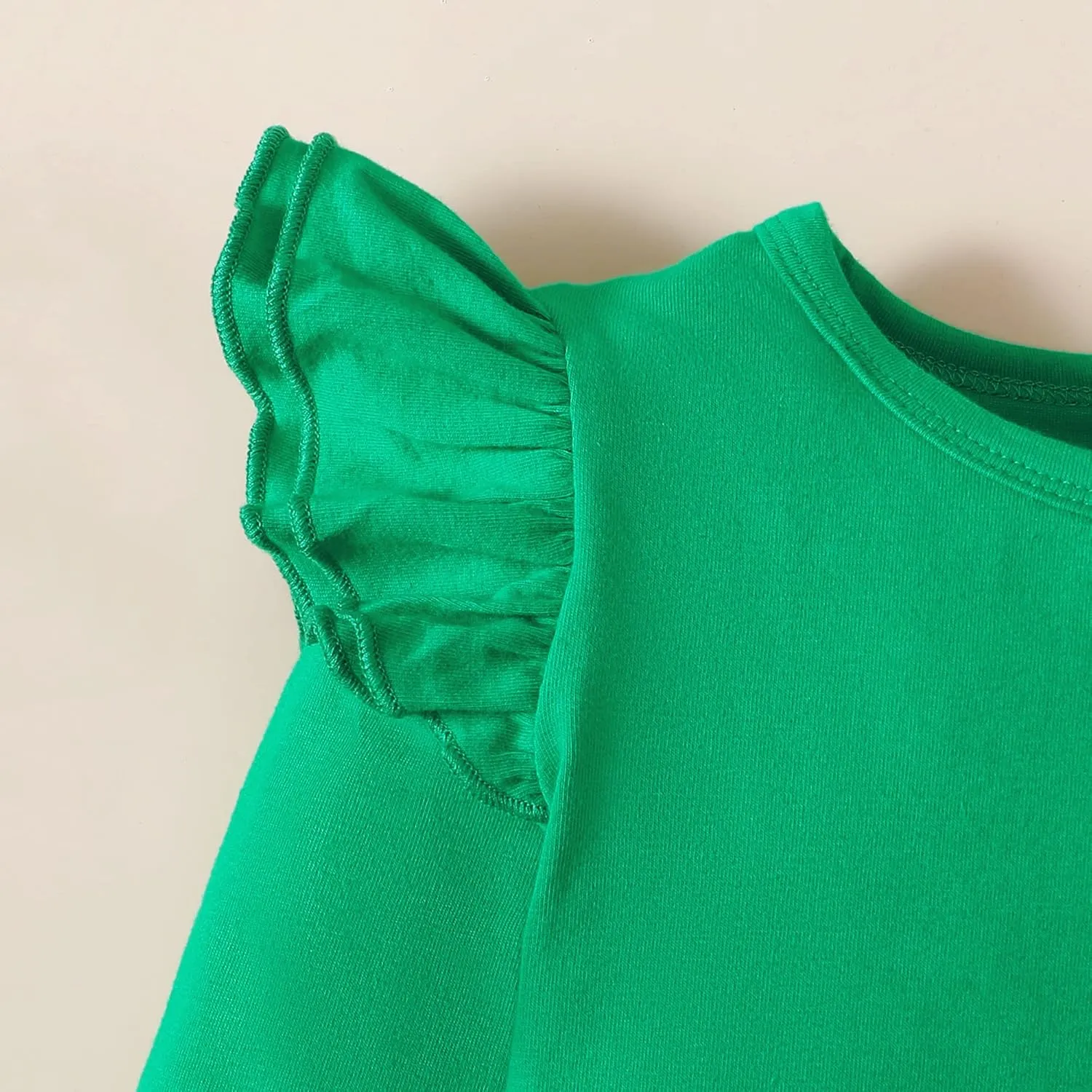 Toddler Baby Girl Solid Color T Shirt Kids Blouse Basic Plain Ruffle Top Cotton Casual Clothes