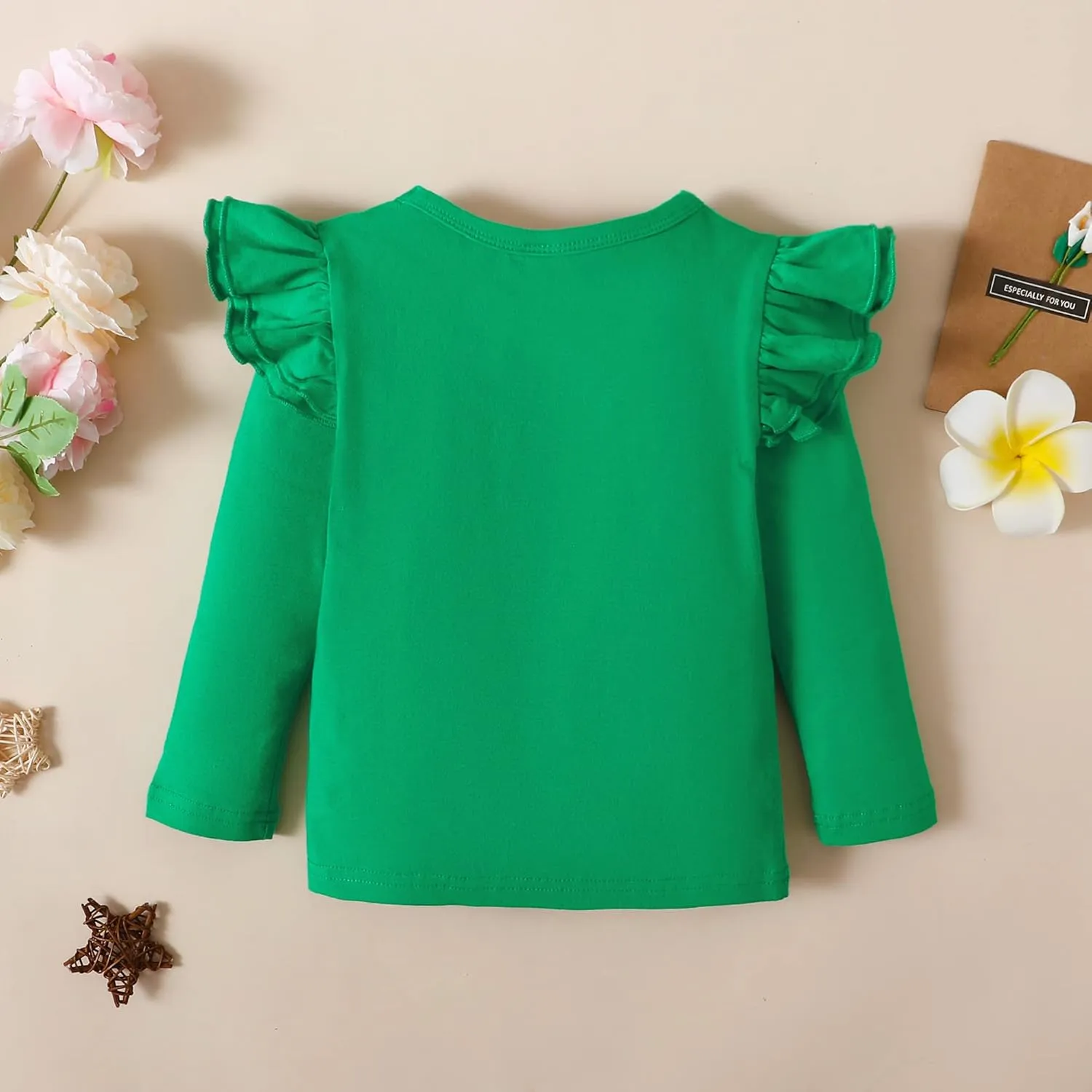 Toddler Baby Girl Solid Color T Shirt Kids Blouse Basic Plain Ruffle Top Cotton Casual Clothes