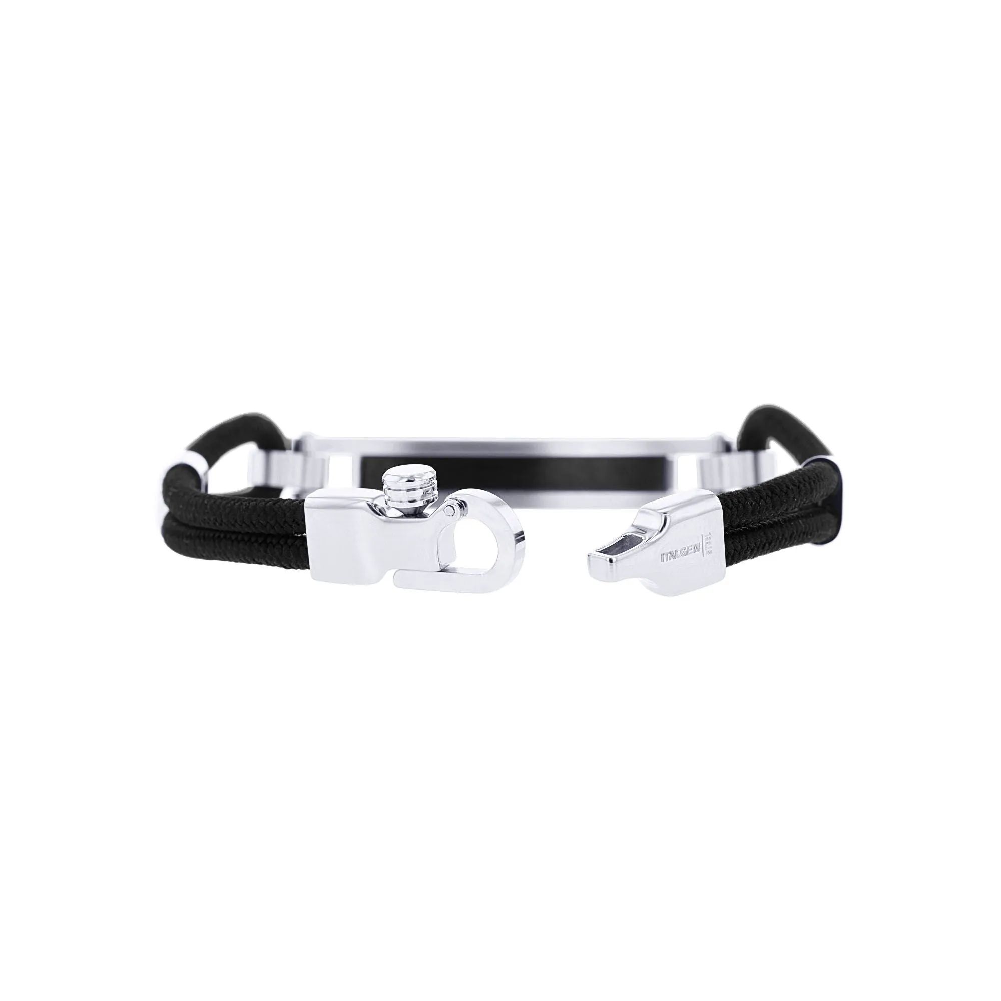 Verona Ion Plated Stainless Steel and Black Cord Bracelet