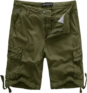 WenVen Men's Cotton Twill Cargo Shorts Classic Relaxed Fit- Reg and Big & Tall Sizes