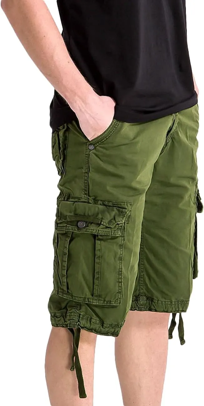 WenVen Men's Cotton Twill Cargo Shorts Classic Relaxed Fit- Reg and Big & Tall Sizes