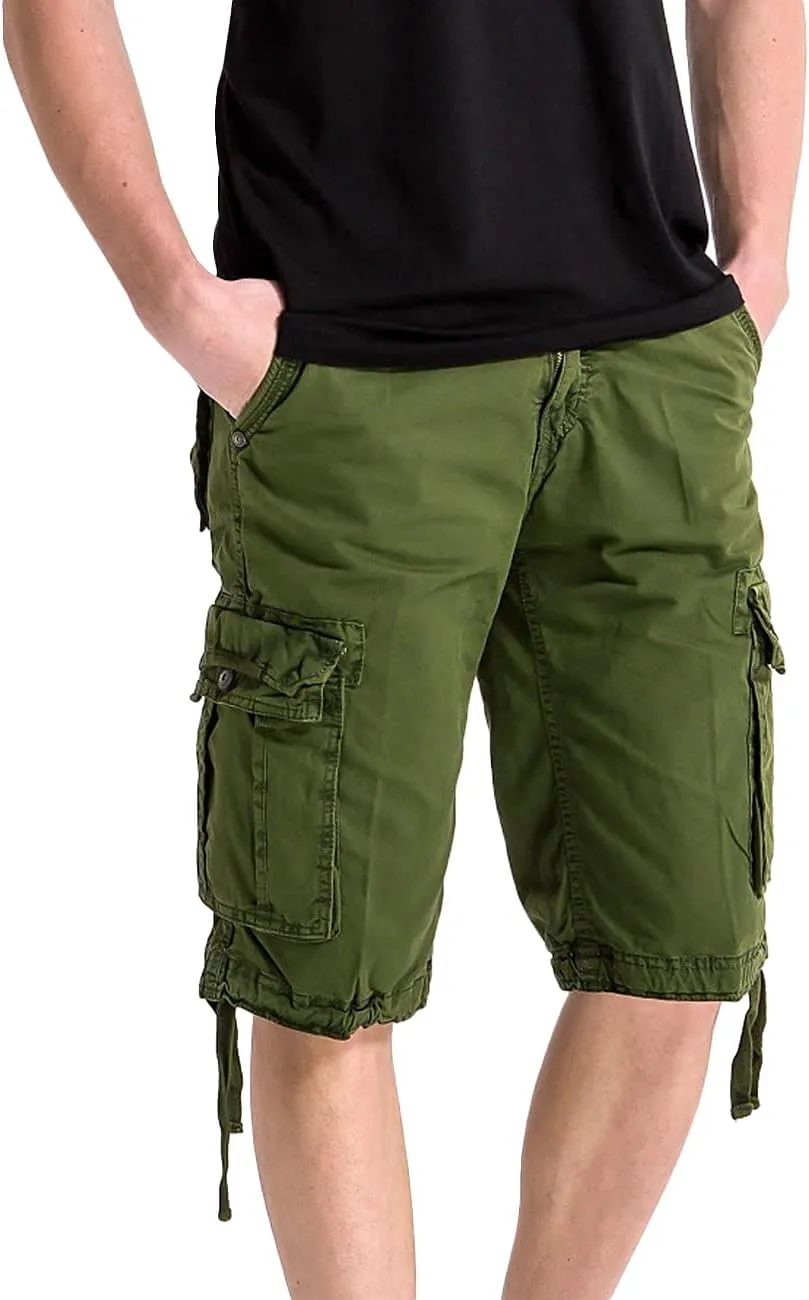 WenVen Men's Cotton Twill Cargo Shorts Classic Relaxed Fit- Reg and Big & Tall Sizes