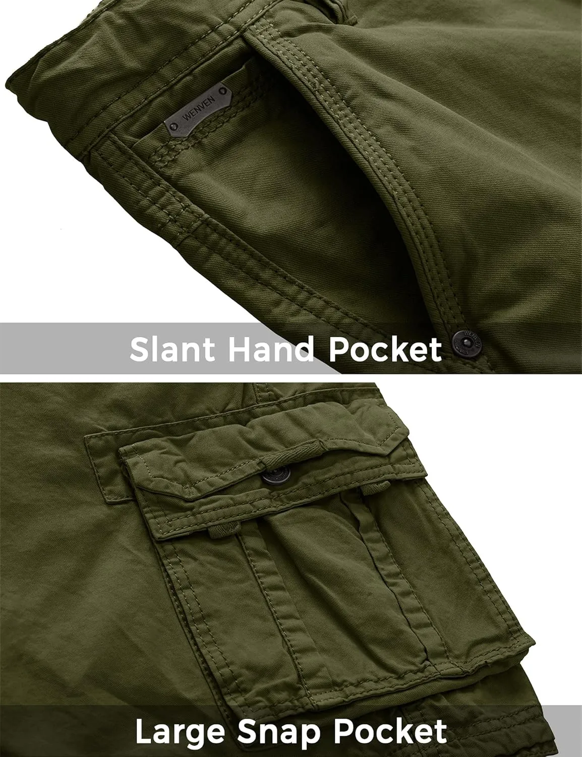 WenVen Men's Cotton Twill Cargo Shorts Classic Relaxed Fit- Reg and Big & Tall Sizes