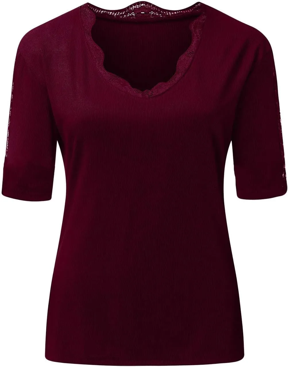 Women Pullover Blouse Short Off Sleeved Shoulder Commuting Bottoming Lace V-Neck Women's Blouse Shirt Pack for