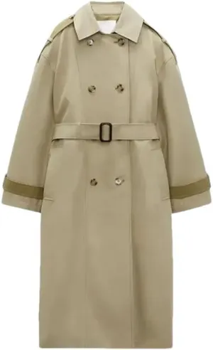 Women's Autumn Classic Double-Breasted Lapel Trench Coat With Belt Loose Trench Coat Large Size