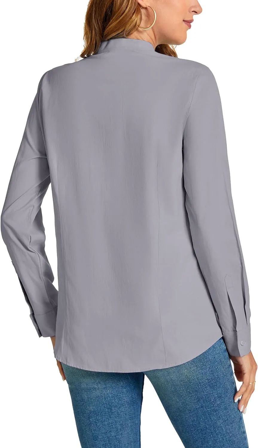 Women's Basic Button Down Shirts Business Casual Tops Collar Work Wear Dress Shirt Slim Fit Blouse