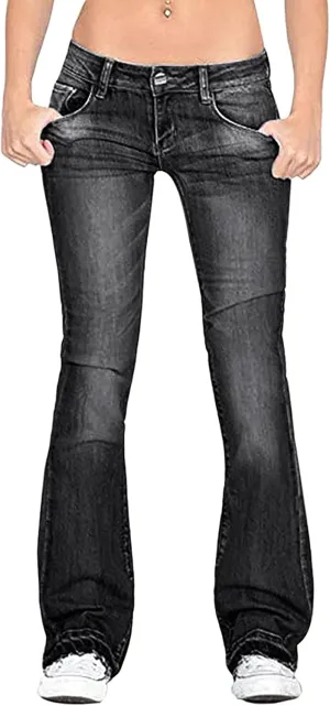 Women's Classic Mid Rise Bootcut Jeans Stretchy Curvy Fit Denim Pants