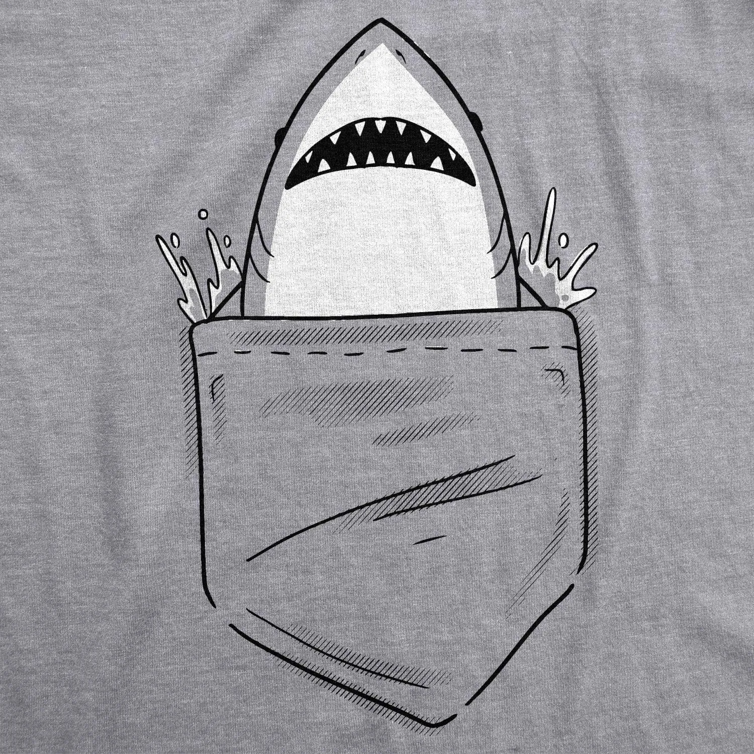 Womens Pocket Shark Funny T Shirts Printed Graphic Jaws Cool Shark Novelty T Shirt