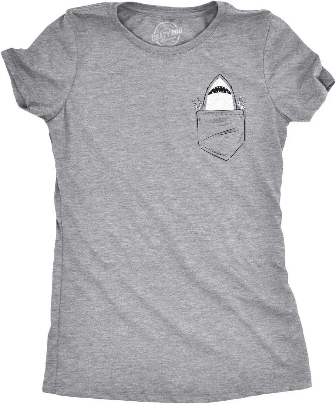 Womens Pocket Shark Funny T Shirts Printed Graphic Jaws Cool Shark Novelty T Shirt
