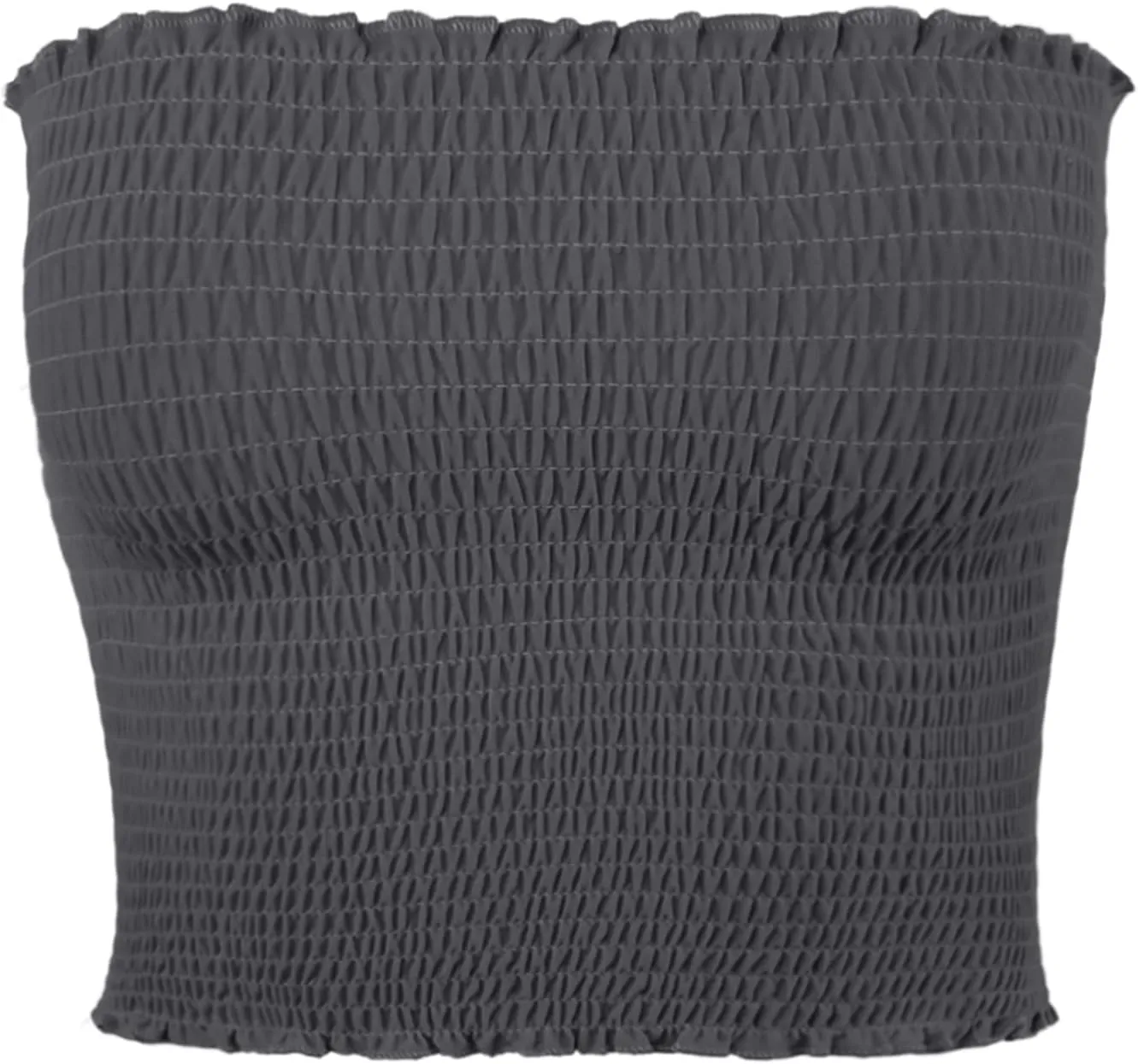 Women's Sexy Fitted Strapless Cotton Smocked Tube Crop Tops