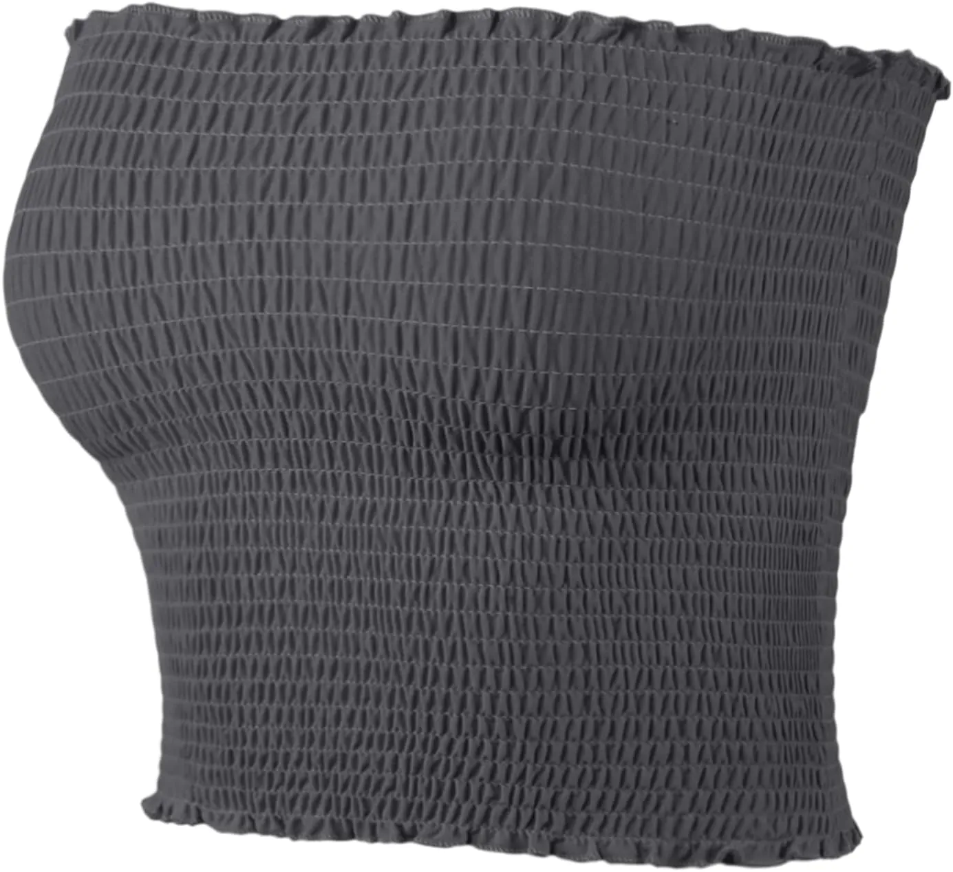 Women's Sexy Fitted Strapless Cotton Smocked Tube Crop Tops