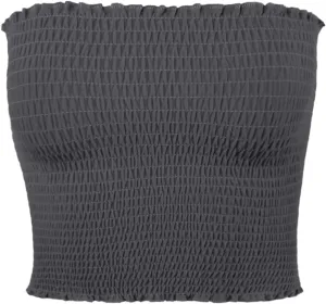 Women's Sexy Fitted Strapless Cotton Smocked Tube Crop Tops