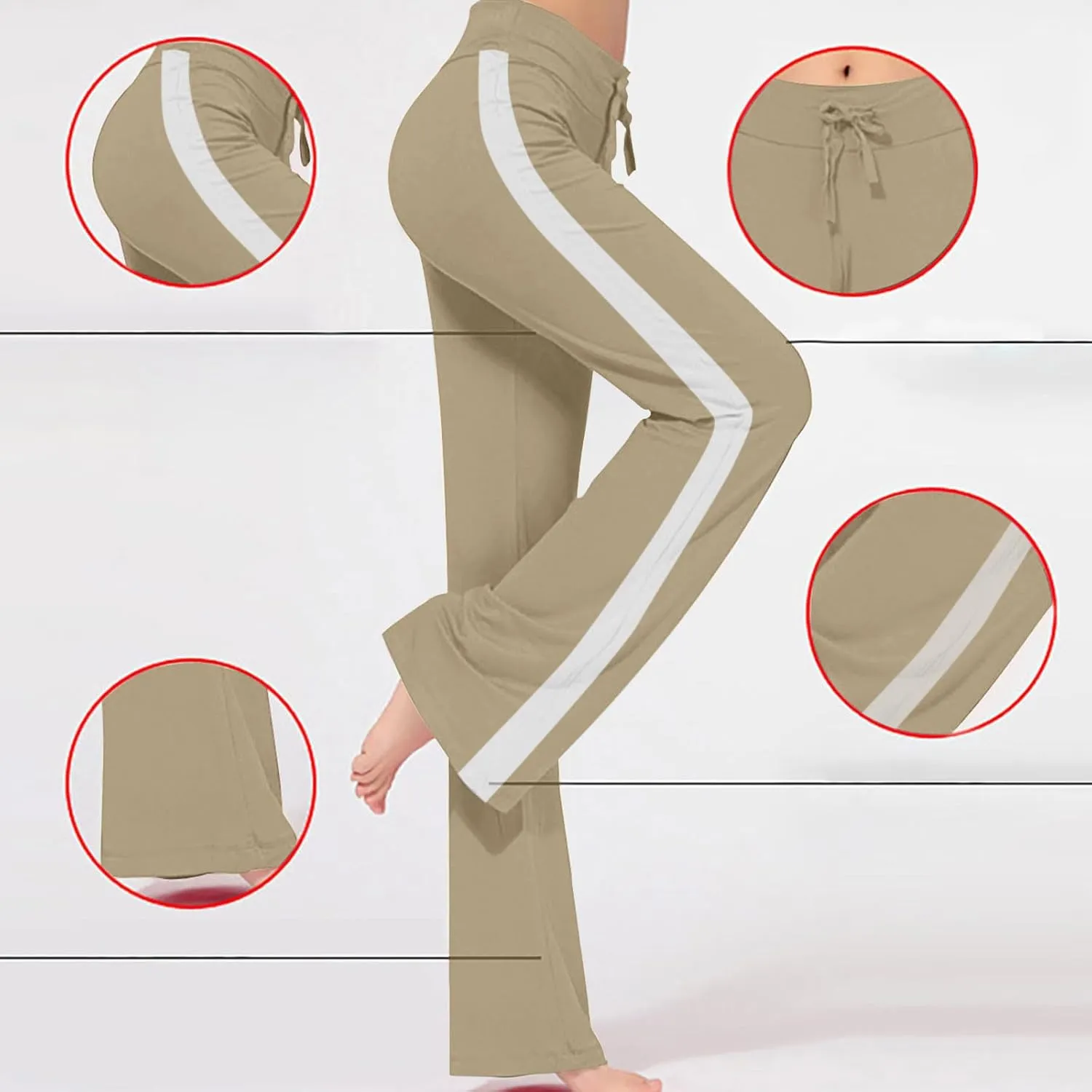 Women's Soft Modal Yoga Pants Plus Size High Waisted Workout Pant Dressy Casual Side Striped Flare Bootcut Trousers