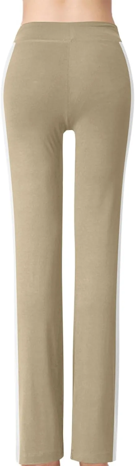 Women's Soft Modal Yoga Pants Plus Size High Waisted Workout Pant Dressy Casual Side Striped Flare Bootcut Trousers